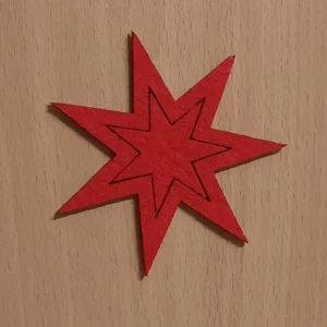 Hvězdička z plsti sedmicípá červená 01 90 x 90 mm  - BLUEmbro.cz