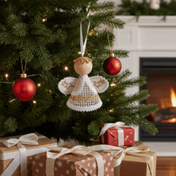 Vyšívaný 3D andílek ručně sestavená figurka