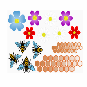 nažehlovací potisk - včela, květinka